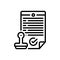 Black line icon for Regulated, notary and stamp