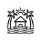 Black line icon for Resort, tourist center and beachfront