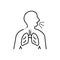 Black line icon for Respiration trouble, breathe and wheezing