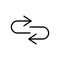 Black line icon for Response, arrow and return