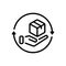 Black line icon for Returns, package and delivery