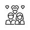 Black line icon for Romantic, couple and heart