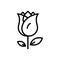 Black line icon for Rose, bloom and garden