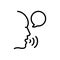 Black line icon for Say, tell and speak