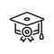 Black line icon for Scholarship, college and finance