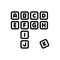 Black line icon for Scrabble, word game and blocks