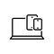 Black line icon for Screening, devices and laptop