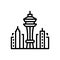 Black line icon for Seattle, tower and tourism