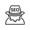 Black line icon for Seo, Blackhat and costume