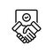 Black line icon for Settlement, partnership and deal