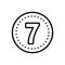 Black line icon for Seven, numerical and number