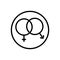 Black line icon for Sex, unisex and heterosexual