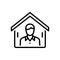 Black line icon for Shelter, resort and protect