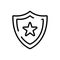 Black line icon for Shield, security and safety