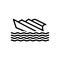 Black line icon for Shipwreck, capsized and stormy