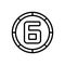 Black line icon for Sixth, number and education