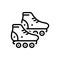 Black line icon for Skating, boot and roller