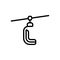 Black line icon for Ski Lift, slope and cabin