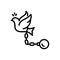 Black line icon for Slave, fly and bird