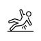 Black line icon for Slip, wet and fall