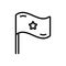 Black line icon for Somalia, flag and waving