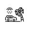 Black line icon for Somewhere, travel and tree