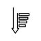 Black line icon for Sorted, descending and arrow