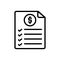 Black line icon for Statement, declaration and description