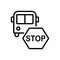Black line icon for Stops, bus station and come to stop