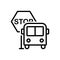 Black line icon for Stops, bus station and passenger