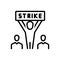 Black line icon for Strike, conflict and holding