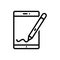 Black line icon for Stylus, touchscreen and wireless