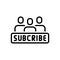 Black line icon for Subscribers, recipients and prospects