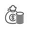 Black line icon for Substantial, fund and money