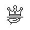 Black line icon for Superior, privilege and crown