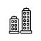 Black line icon for Tall, town and building