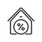 Black line icon for Tax, cess and home