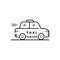 Black line icon for Taxi, cab, car and transport