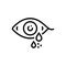 Black line icon for Tears, teardrop and eye