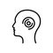 Black line icon for Temporal, brain and migraine