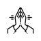 Black line icon for thankyou, hand and pray