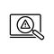 Black line icon for Threats, attention and crime