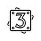 Black line icon for Three, number and numeric