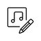 Black line icon for Thus, consequently and music