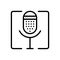 Black line icon for Thus, microphone and consequently