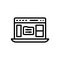 Black line icon for Toolbar, browser and mockup