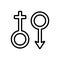 Black line icon for Travesti, couple and homosexual