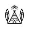 Black line icon for Tribe, caste and tribal