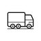 Black line icon for Truck, vechicle and shipping