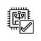 Black line icon for Verify, calibrate and inquire